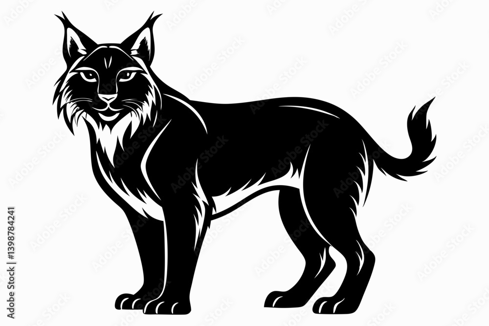 Obraz premium lynx silhouette line art vector illustration with a white background