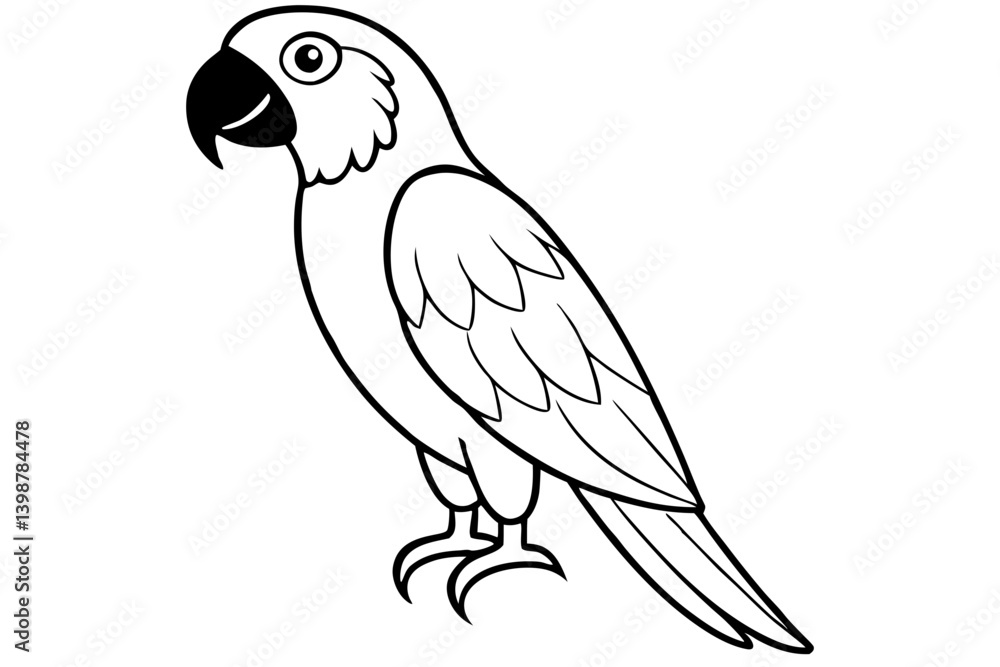 Fototapeta premium macaw silhouette line art vector illustration with a white background