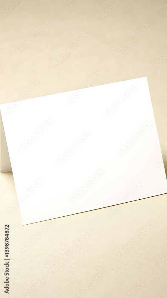 Fototapeta premium Blank White Card Mockup on Beige Background Invitation Design Template
