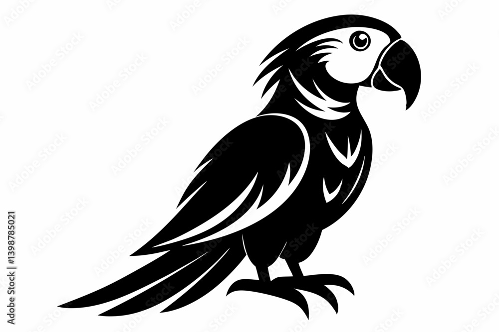 Fototapeta premium macaw silhouette line art vector illustration with a white background