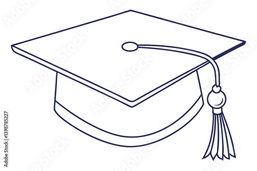 Minimalist Graduation Hat One Line Art
