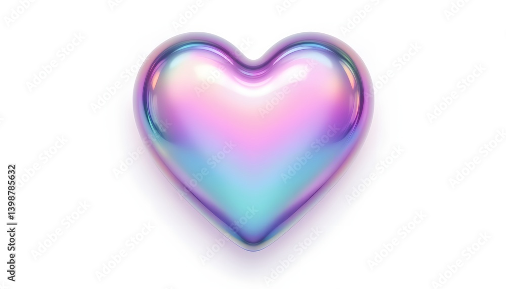 Iridescent Heart-Shaped Object with Gradient Color and Shine Iridescent Heart-Shaped Object with Gradient Color and Shine