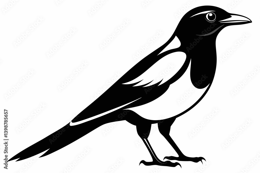 Fototapeta premium magpie silhouette line art vector illustration with a white background