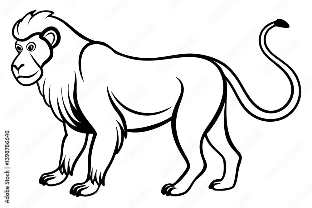 Obraz premium mandrill silhouette line art vector illustration with a white background