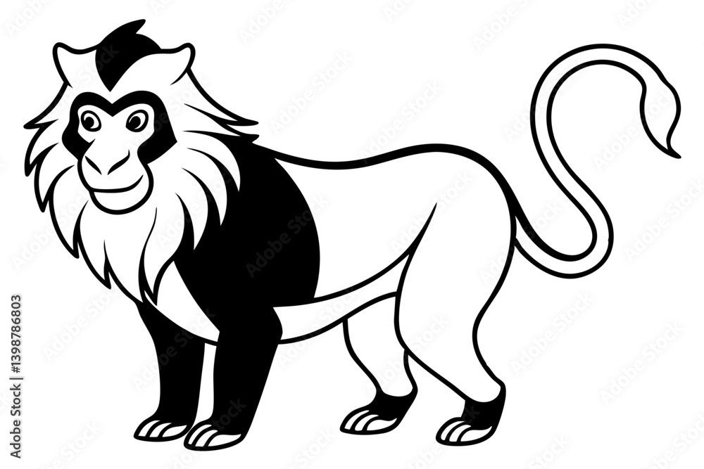 Obraz premium mandrill silhouette line art vector illustration with a white background