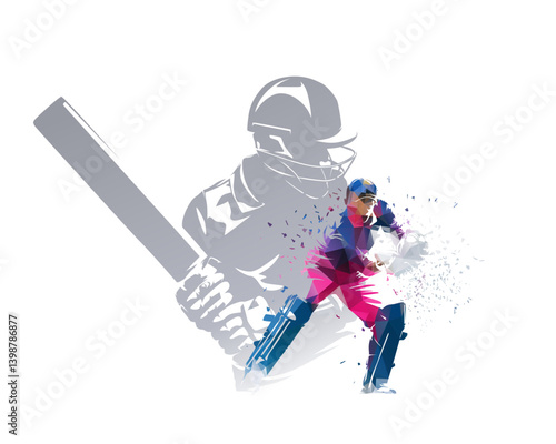 Cricket collage, group of cricket players, collage of isolated vector illustrations
