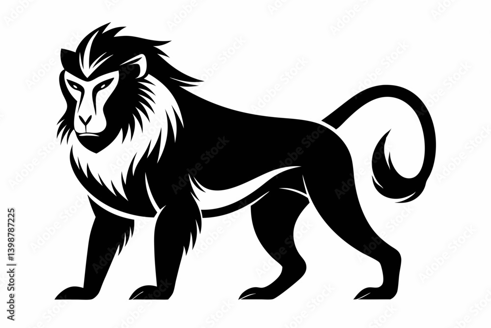 mandrill silhouette line art vector illustration with a white background mandrill silhouette line art vector illustration with a white background