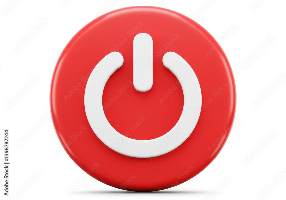 A red power button with a white symbol A red power button with a white symbol