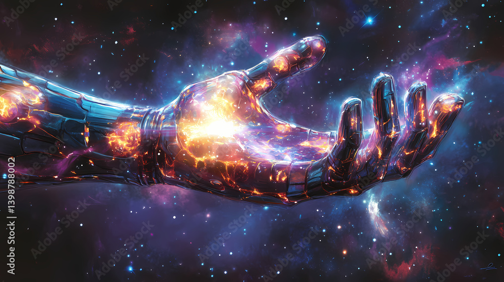 Fototapeta premium Galactic energy core gauntlet. Plasma Gauntlets. Illustration