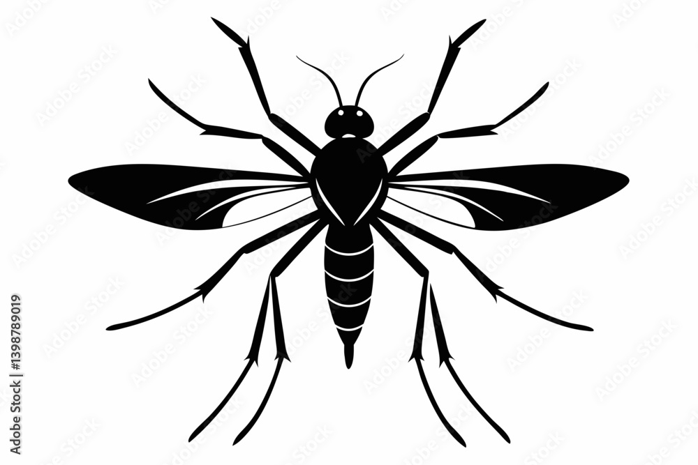 mosquito silhouette line art vector illustration with a white background mosquito silhouette line art vector illustration with a white background