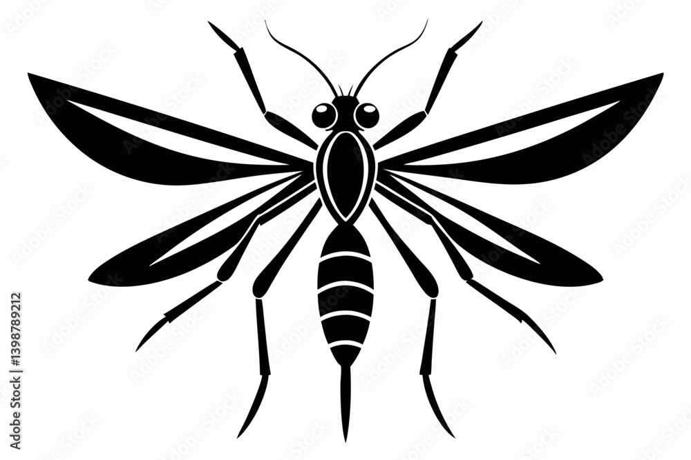 mosquito silhouette line art vector illustration with a white background mosquito silhouette line art vector illustration with a white background