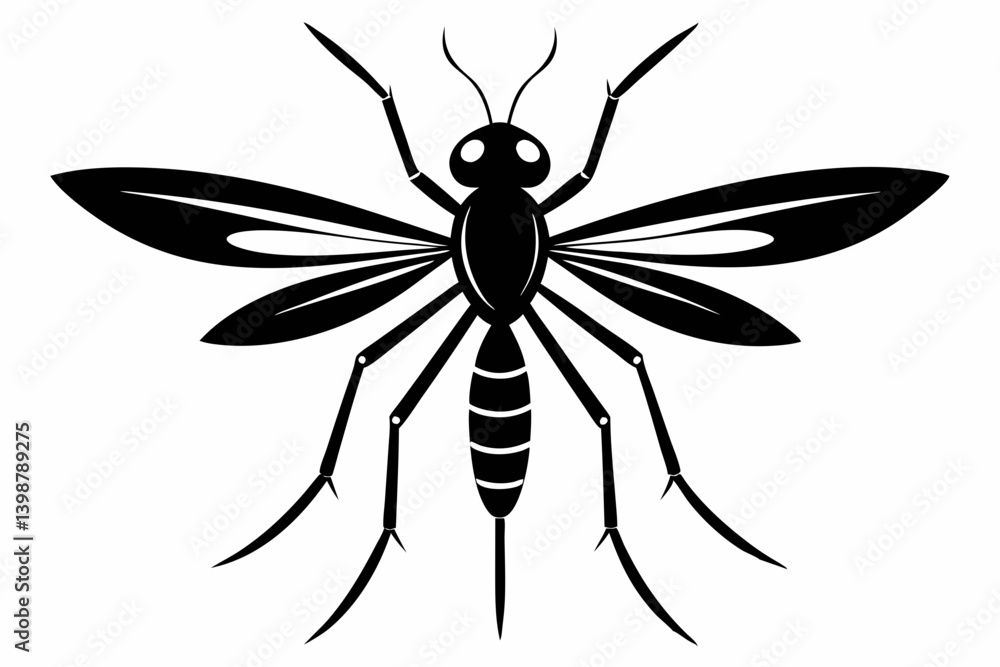 mosquito silhouette line art vector illustration with a white background mosquito silhouette line art vector illustration with a white background