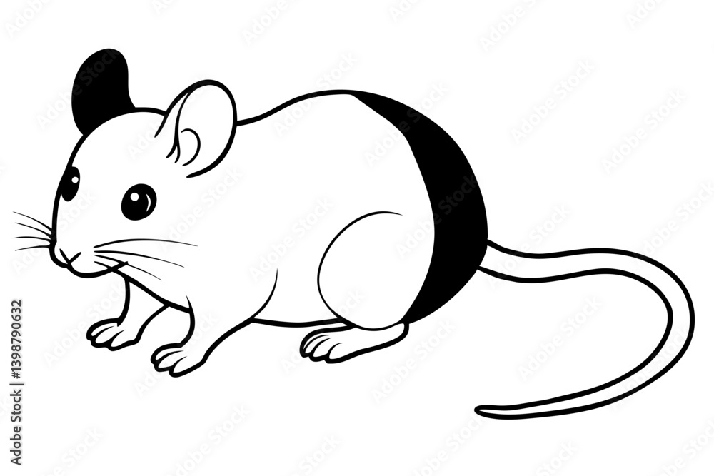 Fototapeta premium mouse silhouette line art vector illustration with a white background