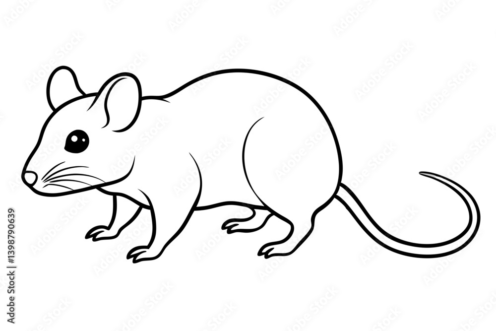 Obraz premium mouse silhouette line art vector illustration with a white background