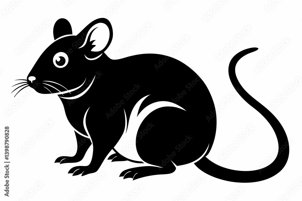Fototapeta premium mouse silhouette line art vector illustration with a white background