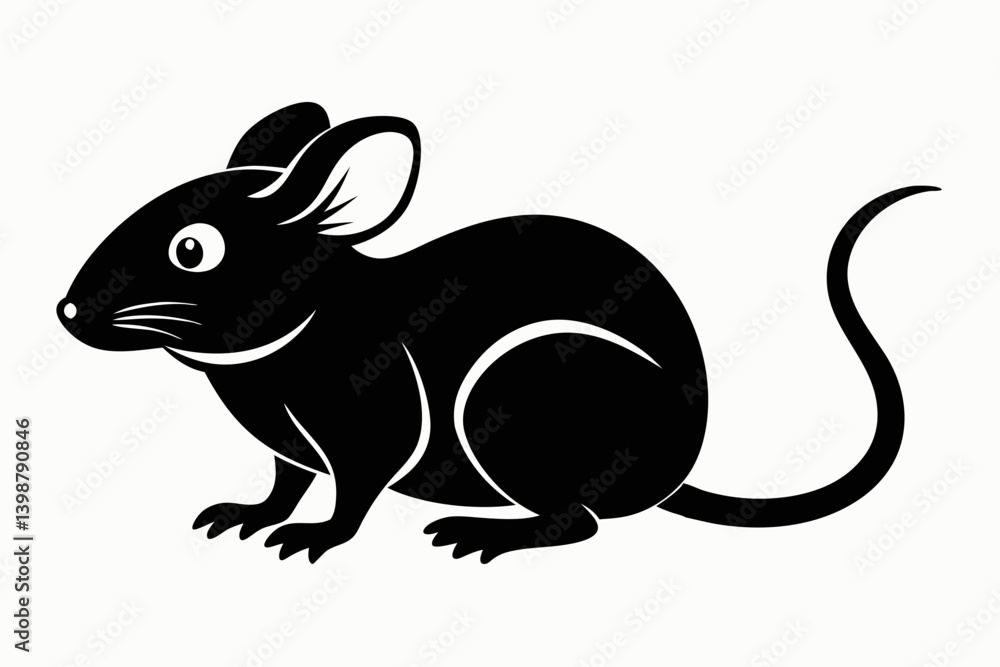 Fototapeta premium mouse silhouette line art vector illustration with a white background