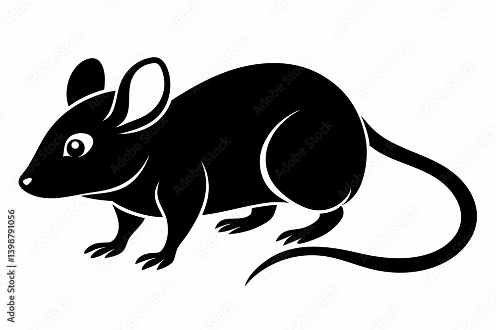 Fototapeta premium mouse silhouette line art vector illustration with a white background