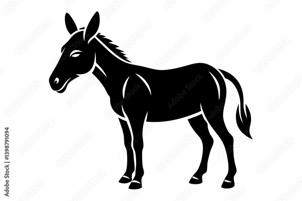 Obraz premium mule silhouette line art vector illustration with a white background