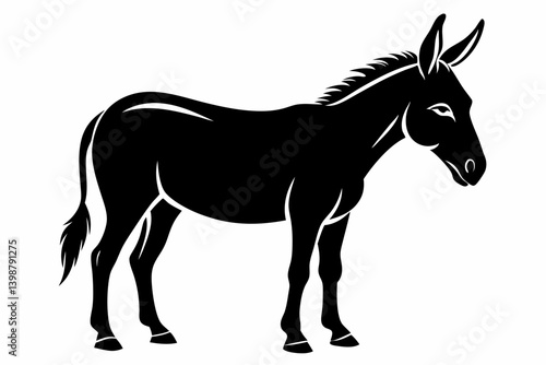 mule silhouette line art vector illustration with a white background