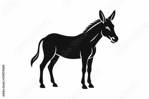 mule silhouette line art vector illustration with a white background