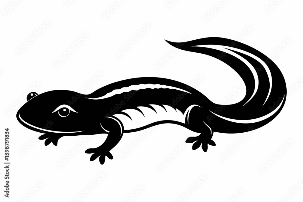 Naklejka premium newt silhouette line art vector illustration with a white background