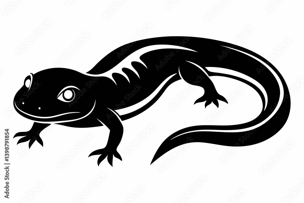 Fototapeta premium newt silhouette line art vector illustration with a white background