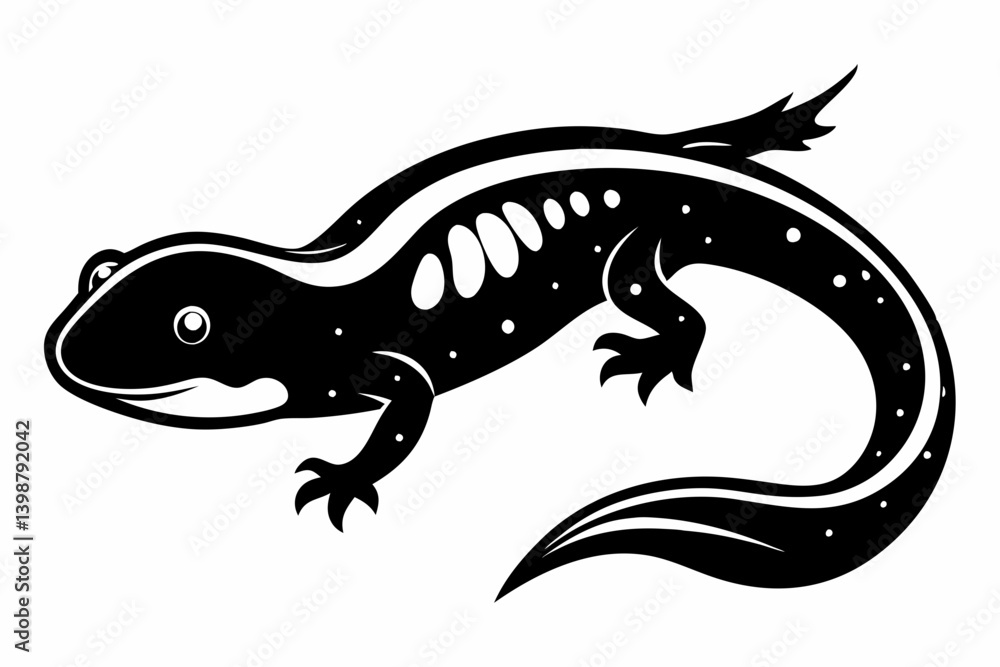 Naklejka premium newt silhouette line art vector illustration with a white background