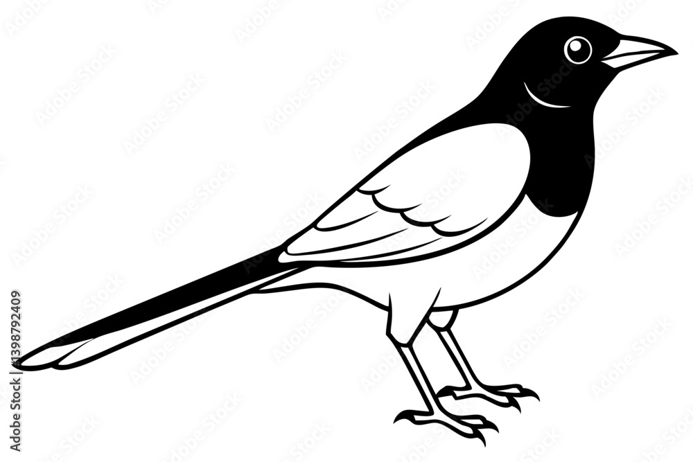 Obraz premium nightingale silhouette line art vector illustration with a white background