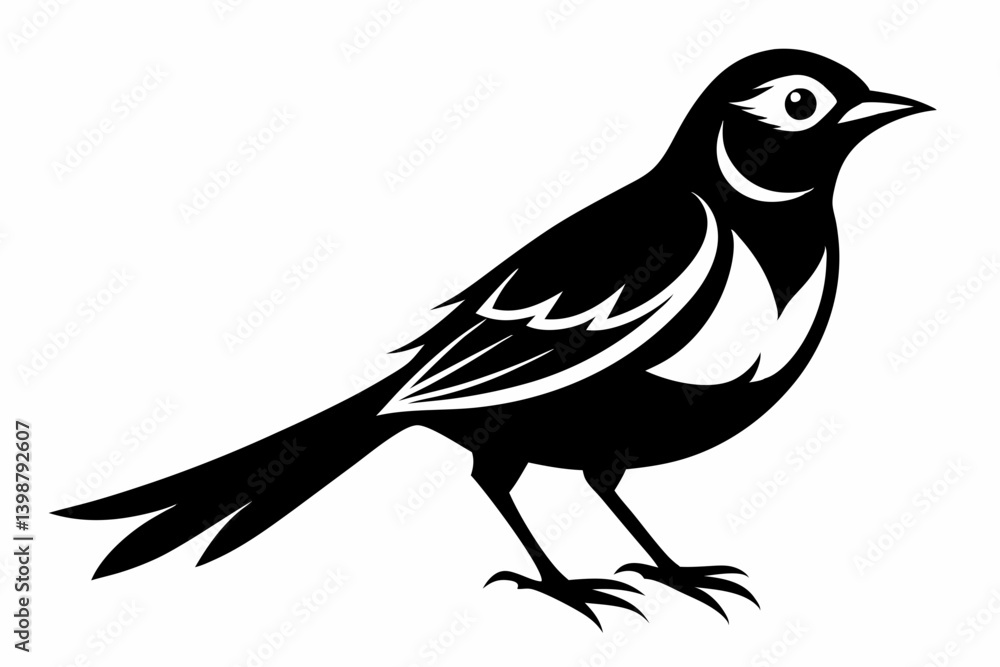Fototapeta premium nightingale silhouette line art vector illustration with a white background