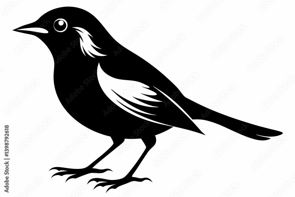 Obraz premium nightingale silhouette line art vector illustration with a white background