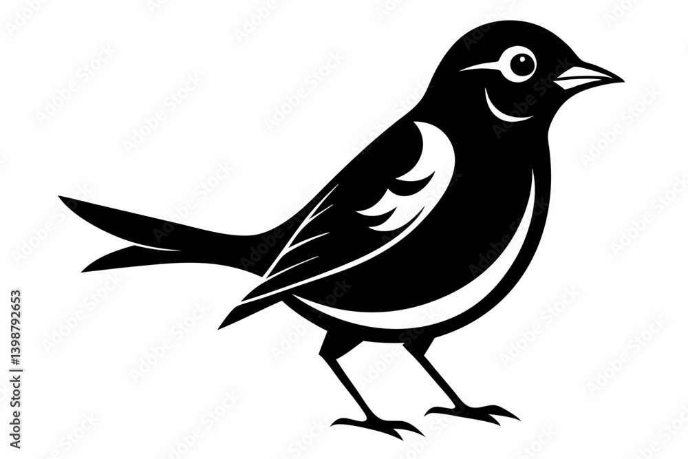 Fototapeta premium nightingale silhouette line art vector illustration with a white background
