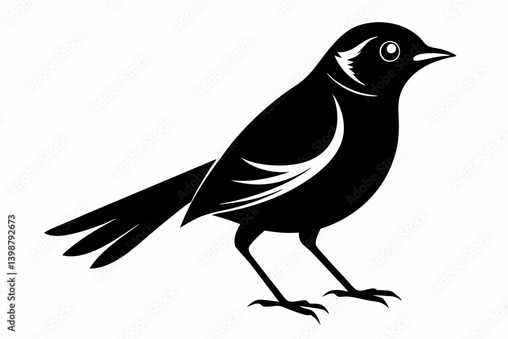 Obraz premium nightingale silhouette line art vector illustration with a white background