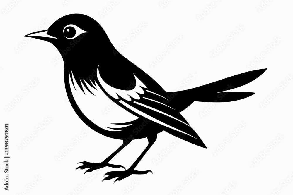 Fototapeta premium nightingale silhouette line art vector illustration with a white background