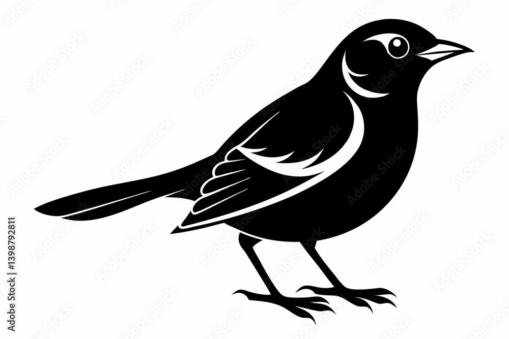 Fototapeta premium nightingale silhouette line art vector illustration with a white background