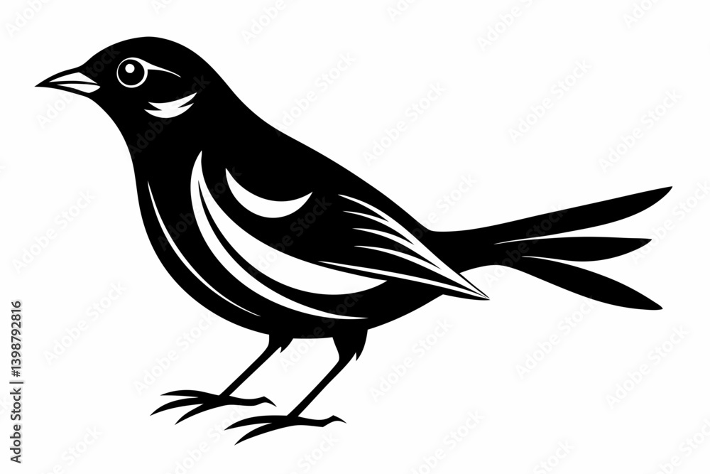 Obraz premium nightingale silhouette line art vector illustration with a white background