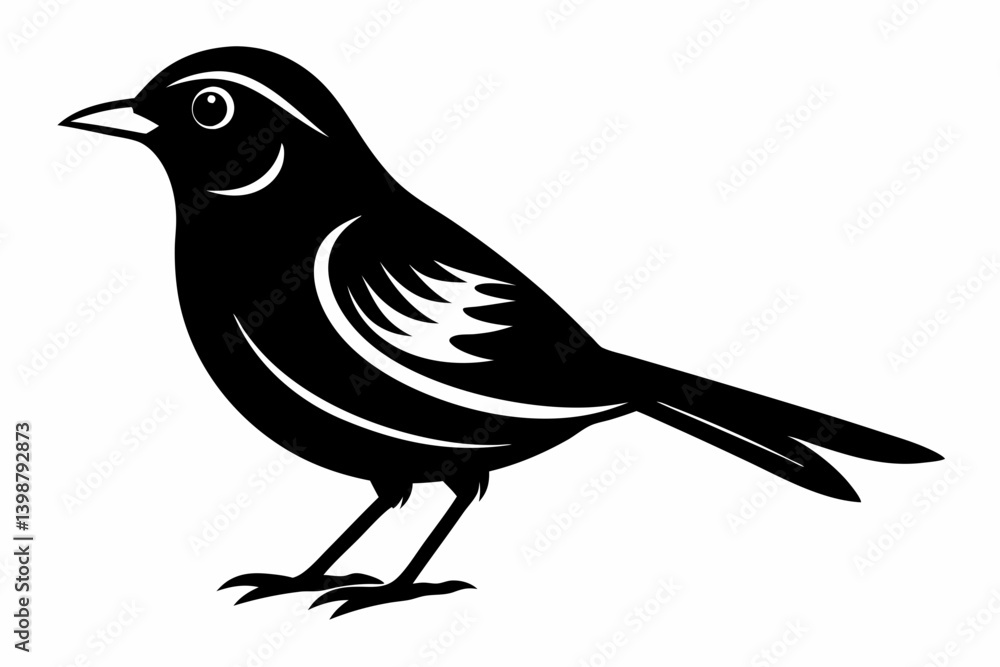 Fototapeta premium nightingale silhouette line art vector illustration with a white background