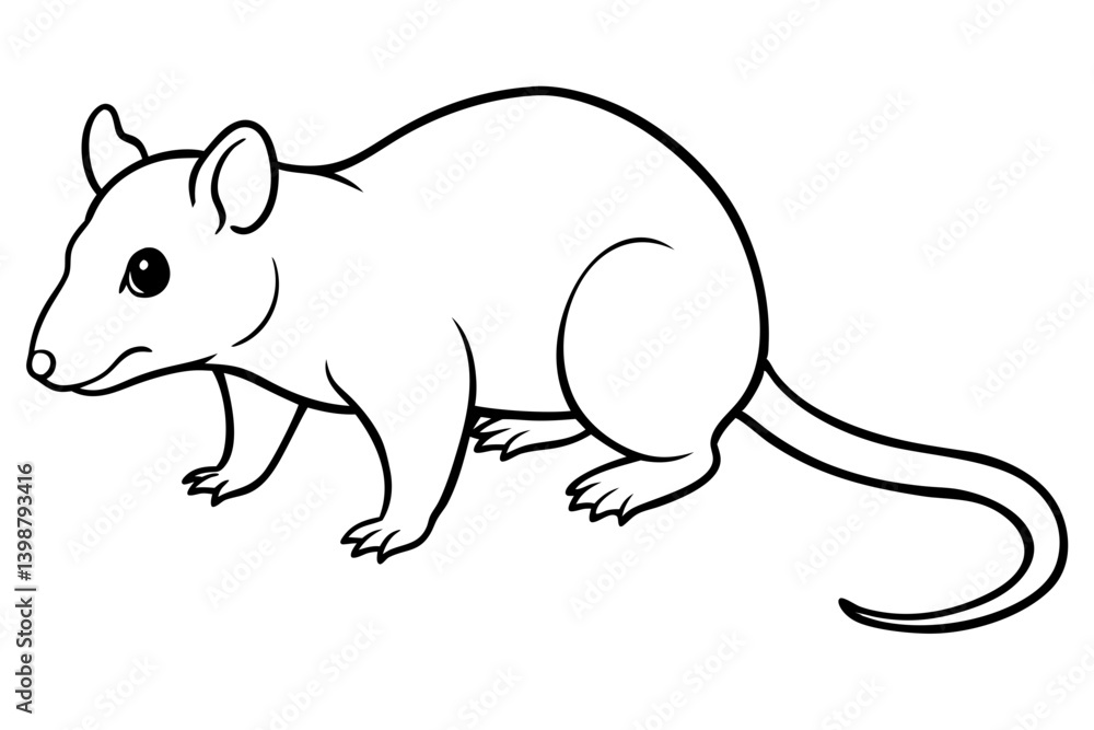 Obraz premium opossum silhouette line art vector illustration with a white background