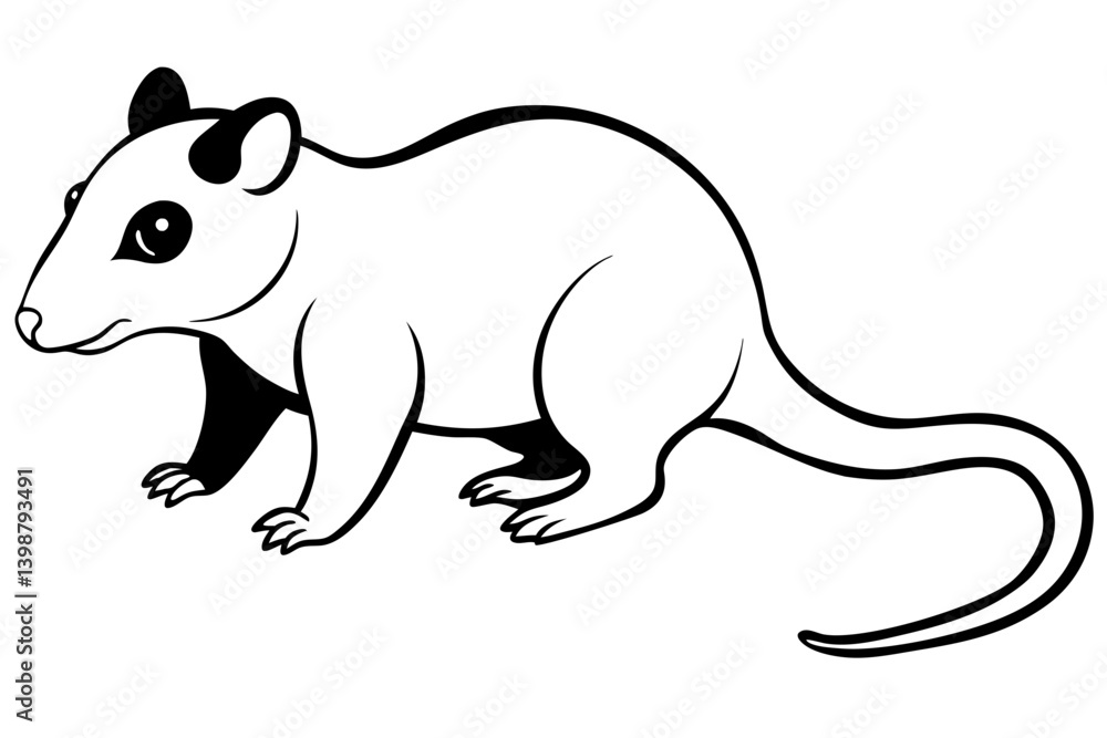 opossum silhouette line art vector illustration with a white background opossum silhouette line art vector illustration with a white background