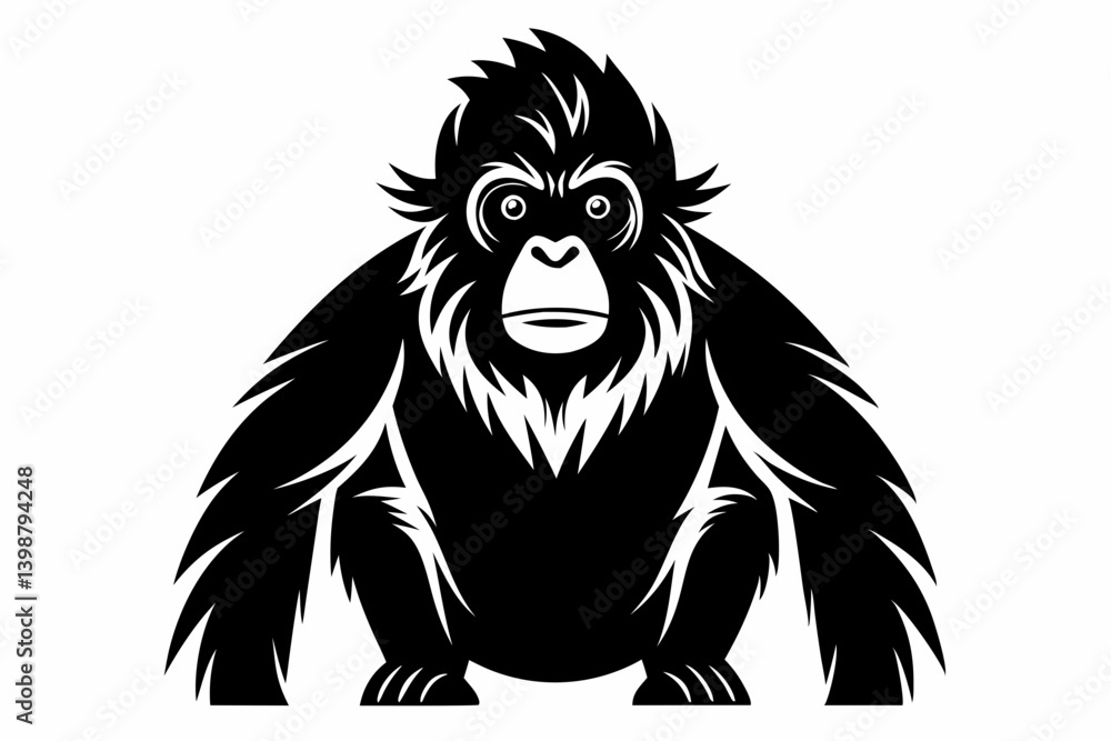 orangutan silhouette line art vector illustration with a white background orangutan silhouette line art vector illustration with a white background