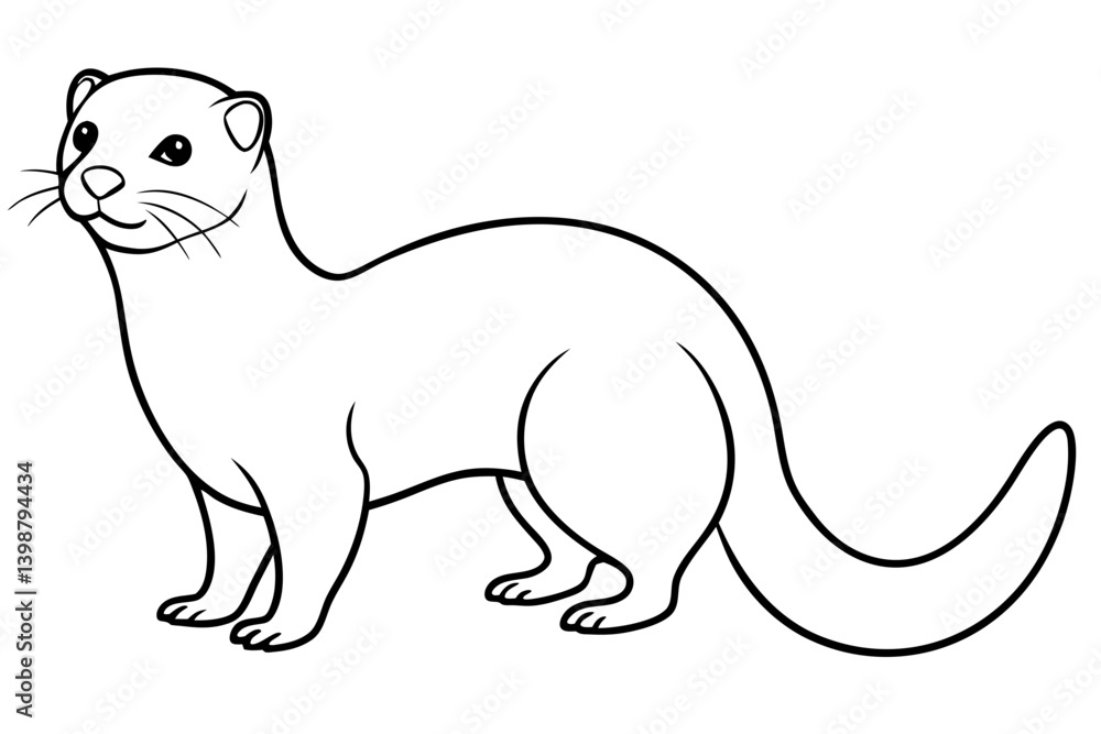 Fototapeta premium otter silhouette line art vector illustration with a white background