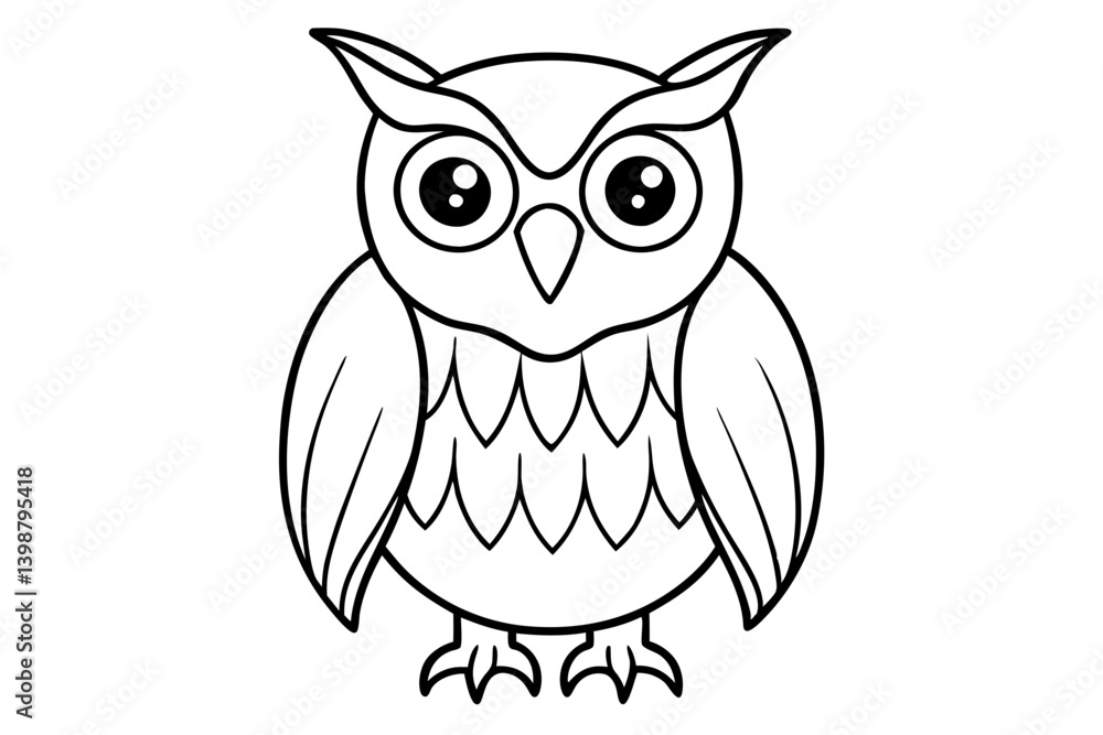 Fototapeta premium owl silhouette line art vector illustration with a white background