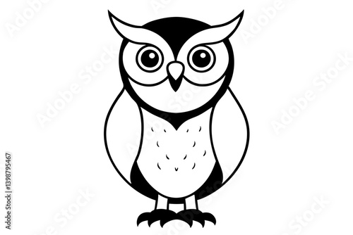 owl silhouette line art vector illustration with a white background