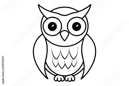 owl silhouette line art vector illustration with a white background