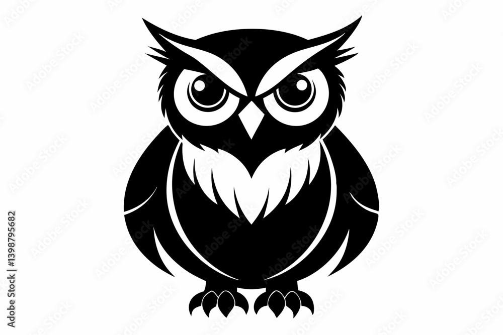 Obraz premium owl silhouette line art vector illustration with a white background