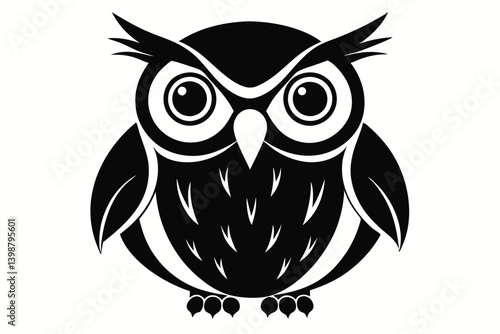 owl silhouette line art vector illustration with a white background