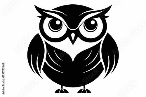 owl silhouette line art vector illustration with a white background