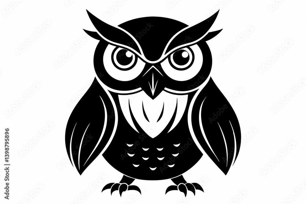 Obraz premium owl silhouette line art vector illustration with a white background