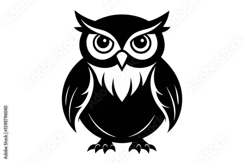 owl silhouette line art vector illustration with a white background