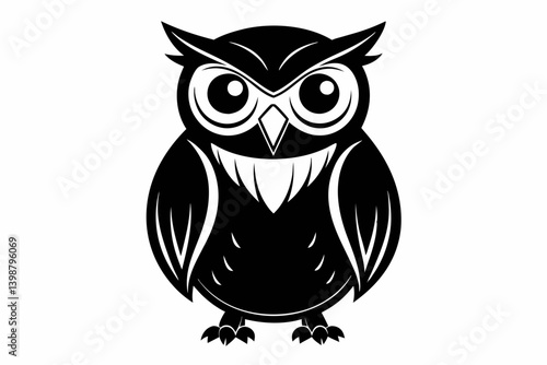 owl silhouette line art vector illustration with a white background