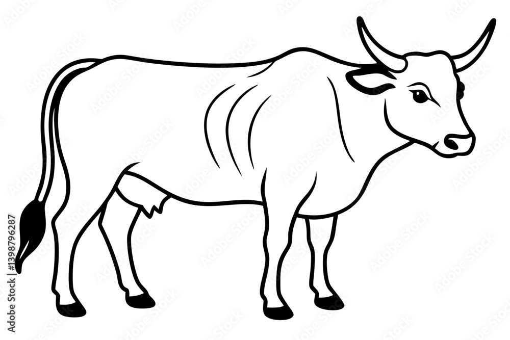 ox silhouette line art vector illustration with a white background ox silhouette line art vector illustration with a white background